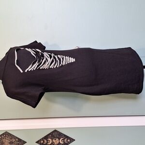 Y2k Style Sydney Black Short Sleeve Dress Rhinestone Cut Back Size Small